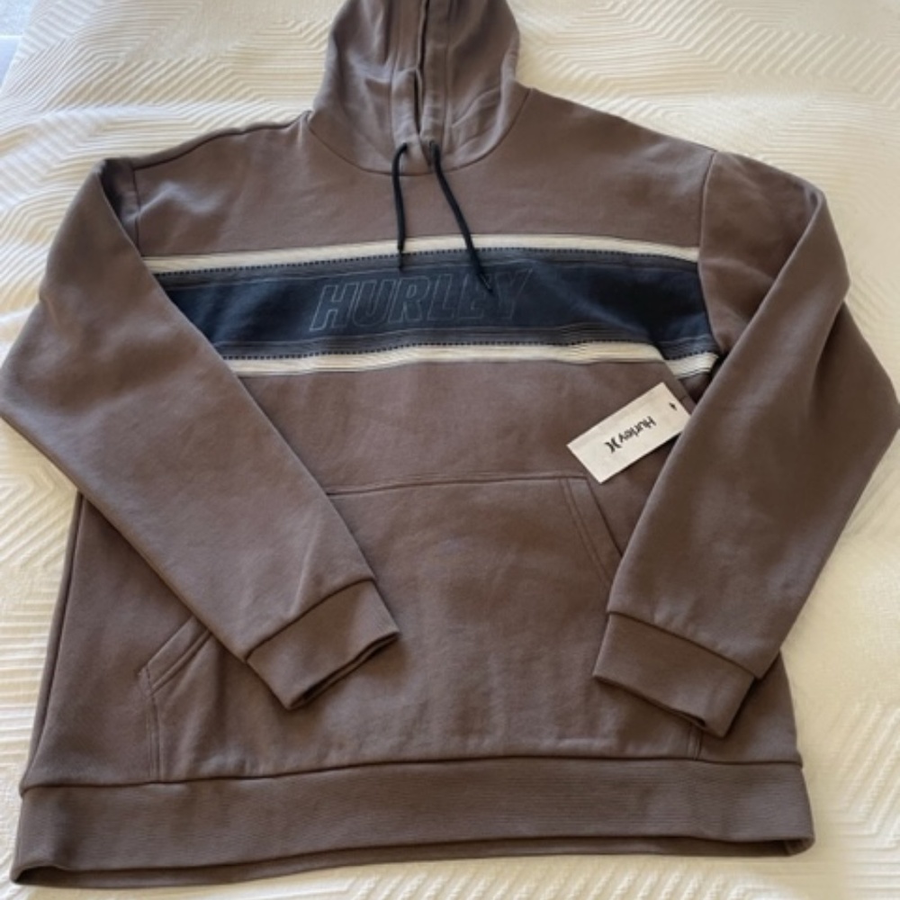 NWT Hurley Men's Fastlane Sandbar Fleece Pullover in Iron Stone